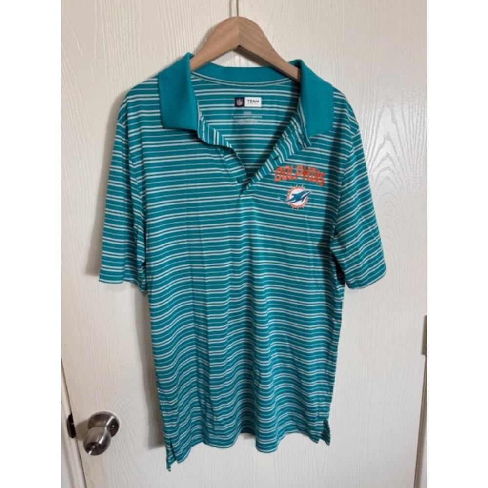 Miami Dolphins NFL Team Apparel Striped Performance Polo-M